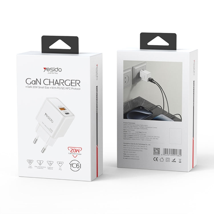 Yesido YC79 PD20W Dual Port Type-C GaN Charger, UK Plug - USB Charger by Yesido | Online Shopping South Africa | PMC Jewellery | Buy Now Pay Later Mobicred