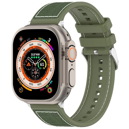 For Apple Watch Series 9 45mm Ordinary Buckle Hybrid Nylon Braid Silicone Watch Band(Green) - Watch Bands by PMC Jewellery | Online Shopping South Africa | PMC Jewellery