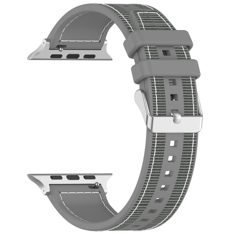 For Apple Watch Series 9 41mm Ordinary Buckle Hybrid Nylon Braid Silicone Watch Band(Grey) - Watch Bands by PMC Jewellery | Online Shopping South Africa | PMC Jewellery