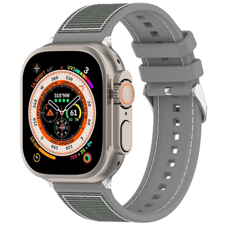 For Apple Watch Series 7 41mm Ordinary Buckle Hybrid Nylon Braid Silicone Watch Band(Grey) - Watch Bands by PMC Jewellery | Online Shopping South Africa | PMC Jewellery