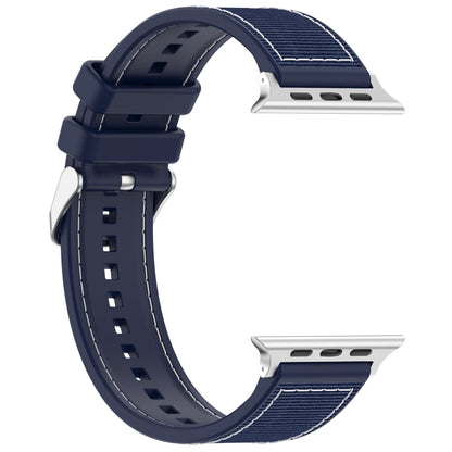 For Apple Watch Series 7 41mm Ordinary Buckle Hybrid Nylon Braid Silicone Watch Band(Midnight Blue) - Watch Bands by PMC Jewellery | Online Shopping South Africa | PMC Jewellery