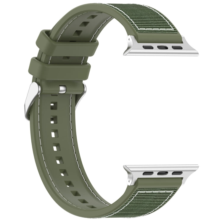 For Apple Watch Series 5 40mm Ordinary Buckle Hybrid Nylon Braid Silicone Watch Band(Green) - Watch Bands by PMC Jewellery | Online Shopping South Africa | PMC Jewellery