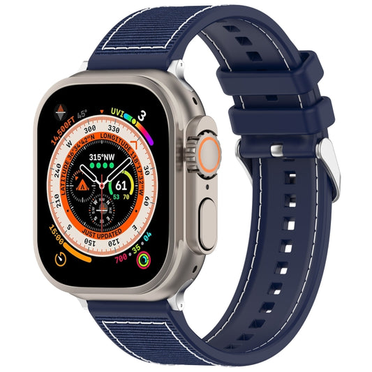 For Apple Watch Series 3 38mm Ordinary Buckle Hybrid Nylon Braid Silicone Watch Band(Midnight Blue) - Watch Bands by PMC Jewellery | Online Shopping South Africa | PMC Jewellery