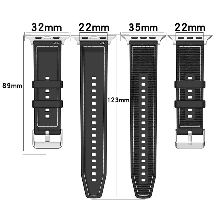 For Apple Watch Series 4 40mm Ordinary Buckle Hybrid Nylon Braid Silicone Watch Band(Grey) - Watch Bands by PMC Jewellery | Online Shopping South Africa | PMC Jewellery