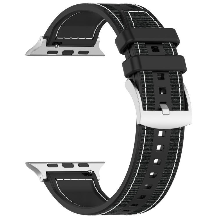 For Apple Watch Ultra 2 49mm Official Buckle Hybrid Nylon Braid Silicone Watch Band(Black) - Watch Bands by PMC Jewellery | Online Shopping South Africa | PMC Jewellery