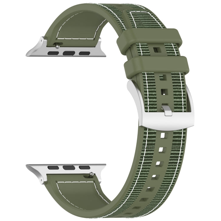 For Apple Watch Ultra 2 49mm Official Buckle Hybrid Nylon Braid Silicone Watch Band(Green) - Watch Bands by PMC Jewellery | Online Shopping South Africa | PMC Jewellery