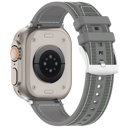 For Apple Watch Series 9 45mm Official Buckle Hybrid Nylon Braid Silicone Watch Band(Grey) - Watch Bands by PMC Jewellery | Online Shopping South Africa | PMC Jewellery