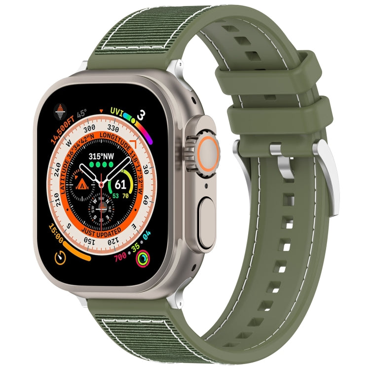 For Apple Watch Series 7 45mm Official Buckle Hybrid Nylon Braid Silicone Watch Band(Green) - Watch Bands by PMC Jewellery | Online Shopping South Africa | PMC Jewellery