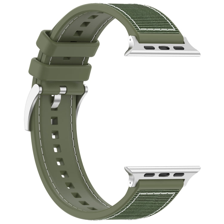 For Apple Watch Series 5 44mm Official Buckle Hybrid Nylon Braid Silicone Watch Band(Green) - Watch Bands by PMC Jewellery | Online Shopping South Africa | PMC Jewellery