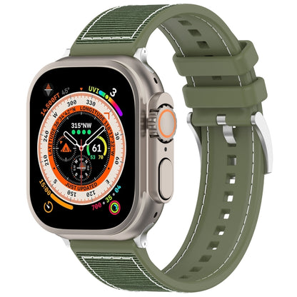 For Apple Watch Series 4 40mm Official Buckle Hybrid Nylon Braid Silicone Watch Band(Green) - Watch Bands by PMC Jewellery | Online Shopping South Africa | PMC Jewellery