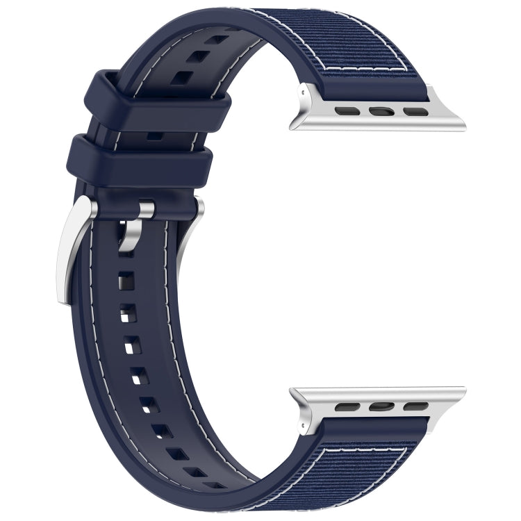 For Apple Watch Series 3 38mm Official Buckle Hybrid Nylon Braid Silicone Watch Band(Midnight Blue) - Watch Bands by PMC Jewellery | Online Shopping South Africa | PMC Jewellery