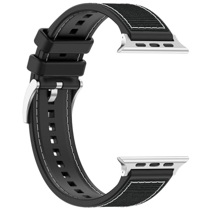 For Apple Watch Series 3 42mm Official Buckle Hybrid Nylon Braid Silicone Watch Band(Black) - Watch Bands by PMC Jewellery | Online Shopping South Africa | PMC Jewellery