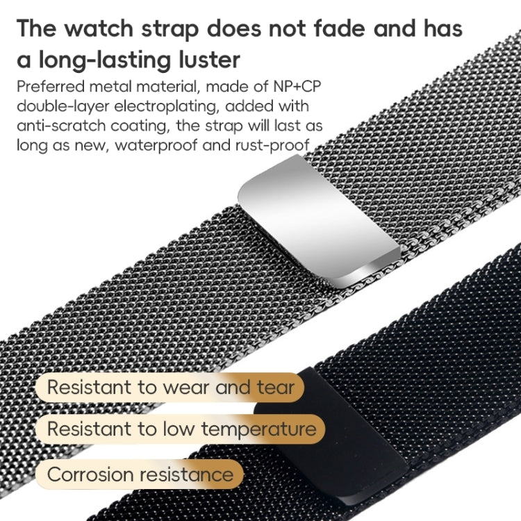 For Apple Watch SE 2022 44mm ZGA Milanese Magnetic Metal Watch Band(Black) - Watch Bands by ZGA | Online Shopping South Africa | PMC Jewellery