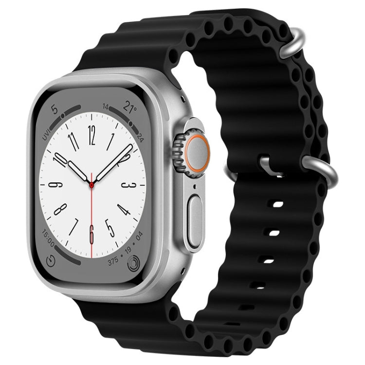 For Apple Watch Series 9 45mm ZGA Ocean Silicone Watch Band(Black) - Watch Bands by ZGA | Online Shopping South Africa | PMC Jewellery