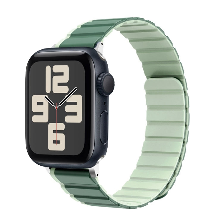 For Apple Watch SE 2023 44mm ZGA Two Color Magnetic Silicone Watch Band(Dark Green+Light Green) - Watch Bands by ZGA | Online Shopping South Africa | PMC Jewellery | Buy Now Pay Later Mobicred