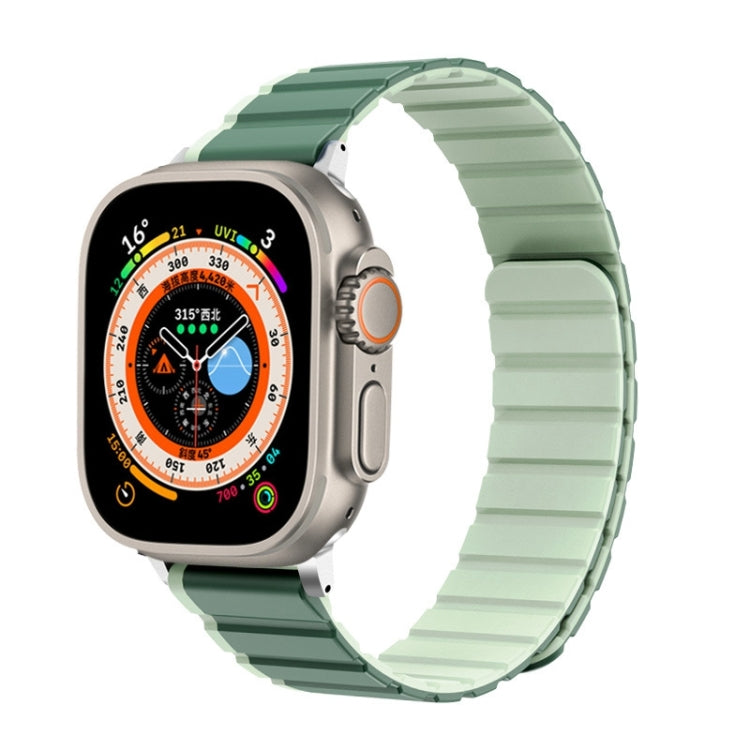 For Apple Watch Ultra 2 49mm ZGA Two Color Magnetic Silicone Watch Band(Dark Green+Light Green) - Watch Bands by ZGA | Online Shopping South Africa | PMC Jewellery