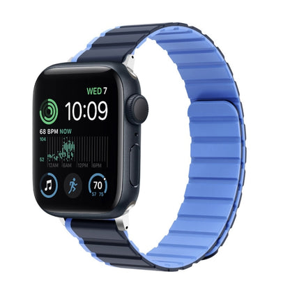 For Apple Watch SE 2022 44mm ZGA Two Color Magnetic Silicone Watch Band(Dark Blue+Light Blue) - Watch Bands by ZGA | Online Shopping South Africa | PMC Jewellery | Buy Now Pay Later Mobicred