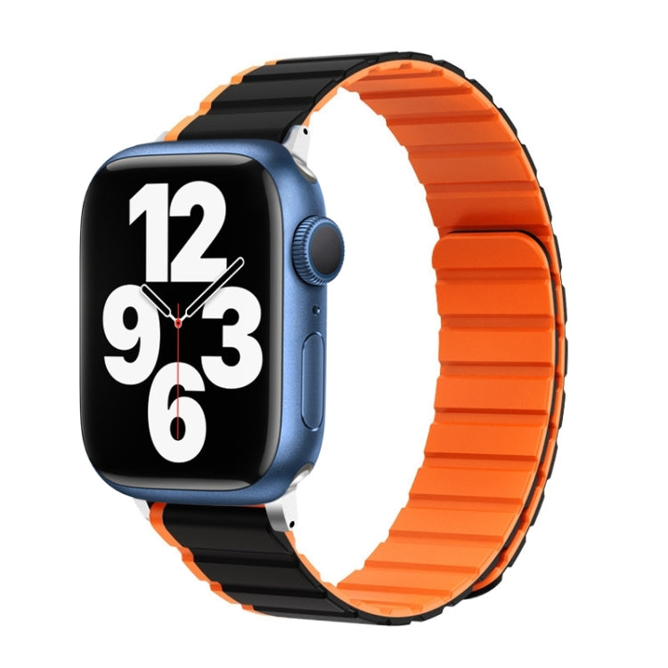 For Apple Watch Series 7 45mm ZGA Two Color Magnetic Silicone Watch Band(Black+Orange) - Watch Bands by ZGA | Online Shopping South Africa | PMC Jewellery | Buy Now Pay Later Mobicred