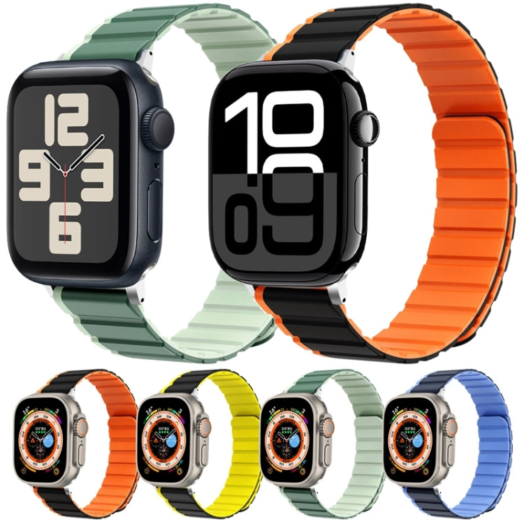 For Apple Watch Series 6 44mm ZGA Two Color Magnetic Silicone Watch Band(Dark Green+Light Green) - Watch Bands by ZGA | Online Shopping South Africa | PMC Jewellery | Buy Now Pay Later Mobicred