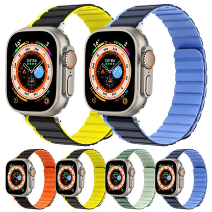 For Apple Watch Series 9 45mm ZGA Two Color Magnetic Silicone Watch Band(Dark Blue+Light Blue) - Watch Bands by ZGA | Online Shopping South Africa | PMC Jewellery