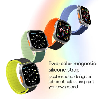 For Apple Watch Series 6 44mm ZGA Two Color Magnetic Silicone Watch Band(Grey+Yellow) - Watch Bands by ZGA | Online Shopping South Africa | PMC Jewellery