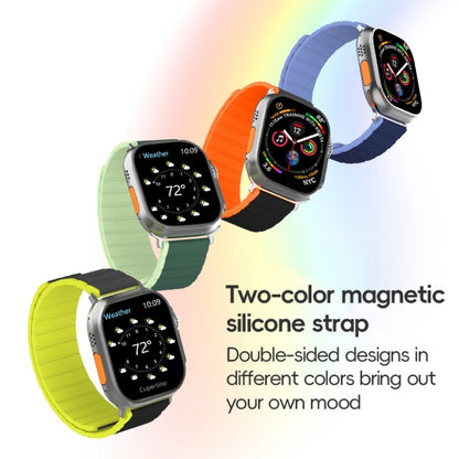 For Apple Watch SE 44mm ZGA Two Color Magnetic Silicone Watch Band(Dark Green+Light Green) - Watch Bands by ZGA | Online Shopping South Africa | PMC Jewellery | Buy Now Pay Later Mobicred