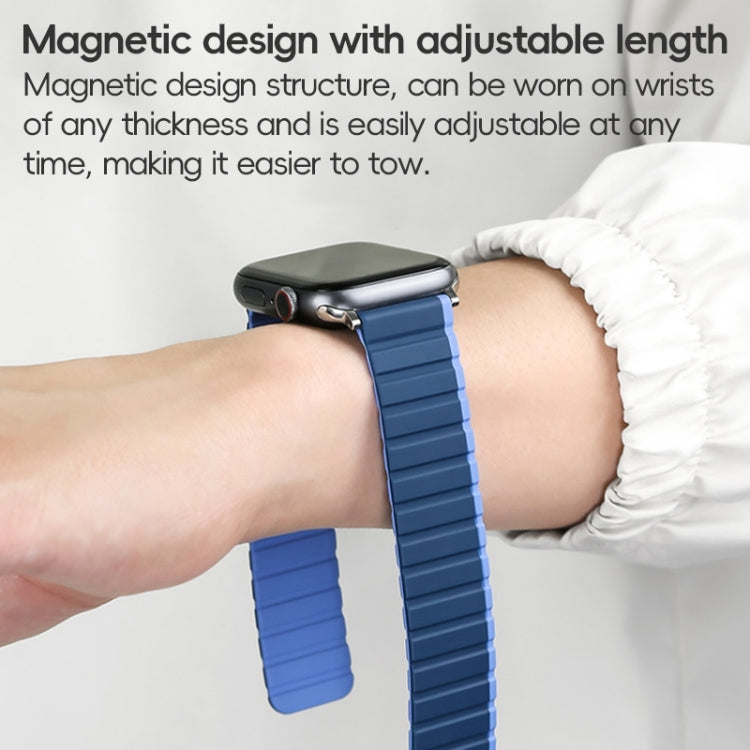 For Apple Watch Series 6 44mm ZGA Two Color Magnetic Silicone Watch Band(Dark Blue+Light Blue) - Watch Bands by ZGA | Online Shopping South Africa | PMC Jewellery