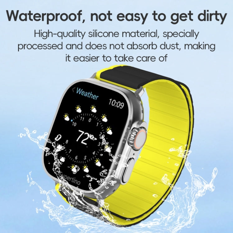 For Apple Watch Series 6 44mm ZGA Two Color Magnetic Silicone Watch Band(Grey+Yellow) - Watch Bands by ZGA | Online Shopping South Africa | PMC Jewellery