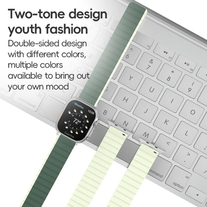 For Apple Watch Series 8 45mm ZGA Two Color Magnetic Silicone Watch Band(Dark Green+Light Green) - Watch Bands by ZGA | Online Shopping South Africa | PMC Jewellery