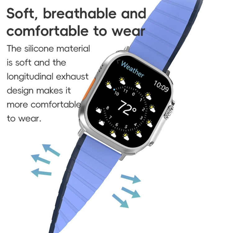 For Apple Watch Series 2 42mm ZGA Two Color Magnetic Silicone Watch Band(Dark Blue+Light Blue) - Watch Bands by ZGA | Online Shopping South Africa | PMC Jewellery
