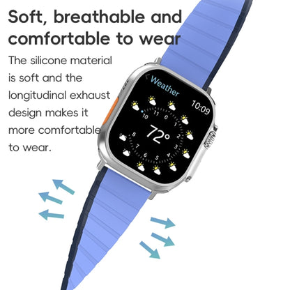 For Apple Watch Series 9 45mm ZGA Two Color Magnetic Silicone Watch Band(Dark Blue+Light Blue) - Watch Bands by ZGA | Online Shopping South Africa | PMC Jewellery | Buy Now Pay Later Mobicred