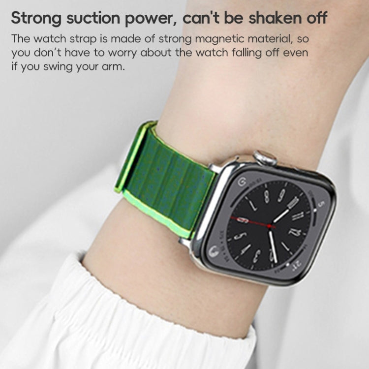 For Apple Watch SE 2023 44mm ZGA Two Color Magnetic Silicone Watch Band(Dark Green+Light Green) - Watch Bands by ZGA | Online Shopping South Africa | PMC Jewellery | Buy Now Pay Later Mobicred