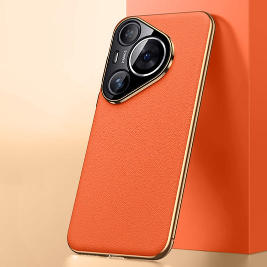 For Huawei Pura 70 Pro / 70 Pro+ Plain Leather Series Shockproof Phone Case(Orange) - Huawei Cases by PMC Jewellery | Online Shopping South Africa | PMC Jewellery | Buy Now Pay Later Mobicred