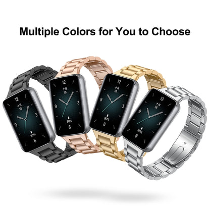 For Honor Band 9 Three Strains Metal Watch Band(Gold) - Watch Bands by PMC Jewellery | Online Shopping South Africa | PMC Jewellery