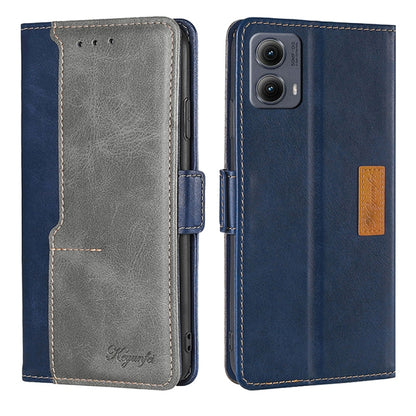 For Motorola Edge 5G 2024 Contrast Color Side Buckle Leather Phone Case(Blue + Grey) - Motorola Cases by PMC Jewellery | Online Shopping South Africa | PMC Jewellery | Buy Now Pay Later Mobicred