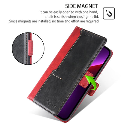 For Motorola Edge 5G 2024 Contrast Color Side Buckle Leather Phone Case(Red + Black) - Motorola Cases by PMC Jewellery | Online Shopping South Africa | PMC Jewellery | Buy Now Pay Later Mobicred