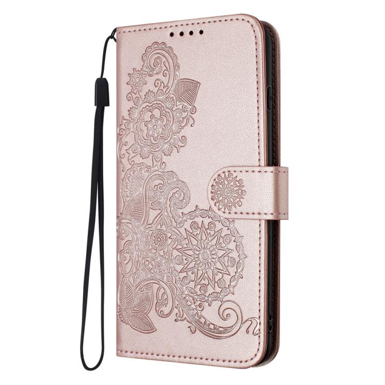For iPhone 17 Datura Flower Embossed Flip Leather Phone Case(Rose Gold) - free shipping - PMc TechLife - Order now!