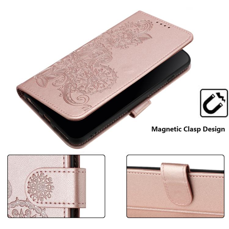 For iPhone 17 Datura Flower Embossed Flip Leather Phone Case(Rose Gold) - free shipping - PMc TechLife - Order now!