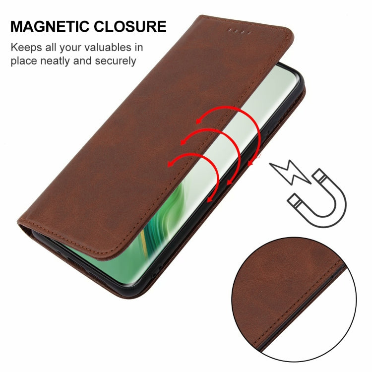 For Honor Magic6 Pro Magnetic Closure Leather Phone Case(Brown) - Honor Cases by PMC Jewellery | Online Shopping South Africa | PMC Jewellery | Buy Now Pay Later Mobicred