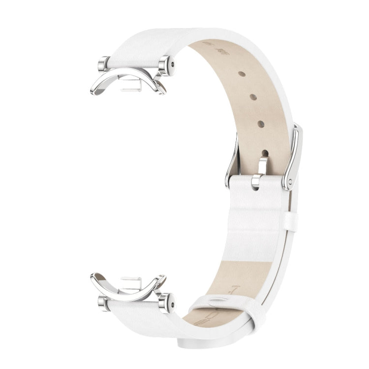 For Xiaomi Mi Band 8 / 9 / 9 NFC Mijobs GT4 First Layer Cowhide Watch Band(White Silver) - Watch Bands by MIJOBS | Online Shopping South Africa | PMc TechLife | Buy Now Pay Later Mobicred