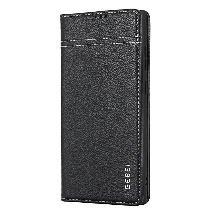 For Samsung Galaxy S24 5G GEBEI Top-grain Horizontal Flip Leather Phone Case(Black) - Galaxy S24 5G Cases by GEBEI | Online Shopping South Africa | PMC Jewellery | Buy Now Pay Later Mobicred