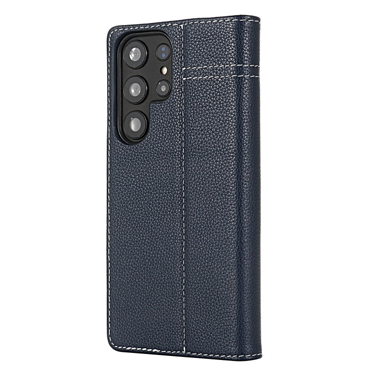 For Samsung Galaxy S24+ 5G GEBEI Top-grain Horizontal Flip Leather Phone Case(Blue) - Galaxy S24+ 5G Cases by GEBEI | Online Shopping South Africa | PMC Jewellery | Buy Now Pay Later Mobicred