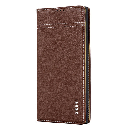 For Samsung Galaxy S24 Ultra 5G GEBEI Top-grain Horizontal Flip Leather Phone Case(Brown) - Galaxy S24 Ultra 5G Cases by GEBEI | Online Shopping South Africa | PMC Jewellery | Buy Now Pay Later Mobicred