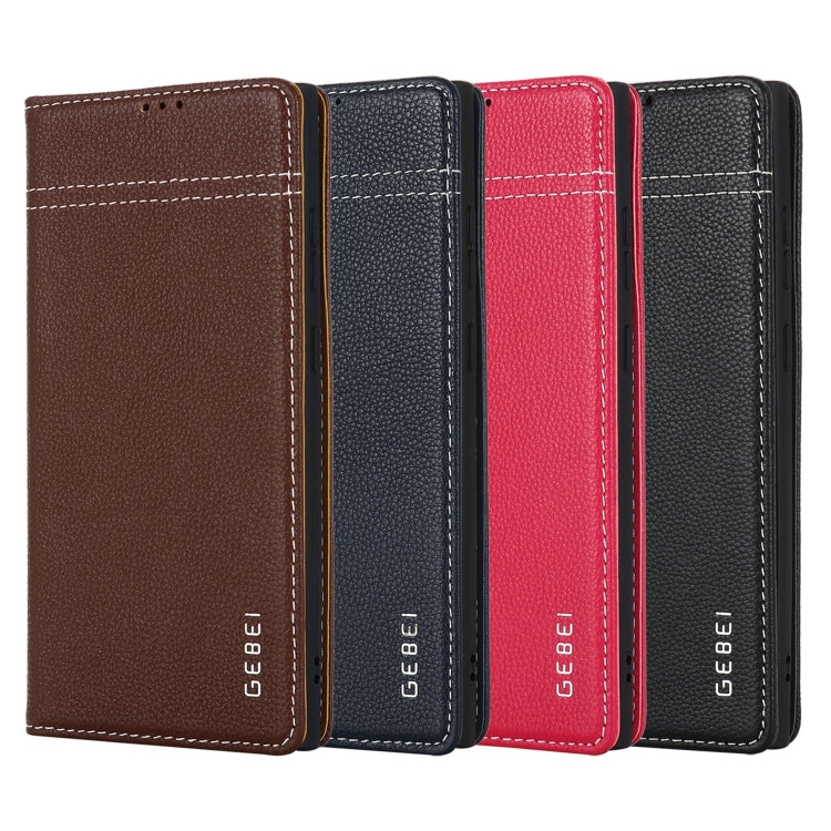 For Samsung Galaxy S24+ 5G GEBEI Top-grain Horizontal Flip Leather Phone Case(Black) - free shipping - PMC Jewellery - Order now!