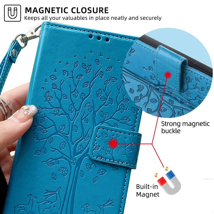 For Realme C53 4G / Narzo N53 4G Tree & Deer Embossed Leather Phone Case(Blue) - Realme Cases by PMC Jewellery | Online Shopping South Africa | PMC Jewellery | Buy Now Pay Later Mobicred