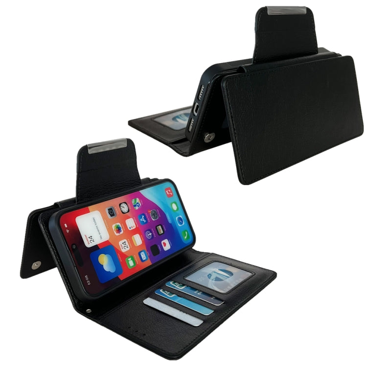 For iPhone 16 Plus Multifunctional 7-Cards Wallet Leather Phone Case(Black) - free shipping - PMC Jewellery - Order now!