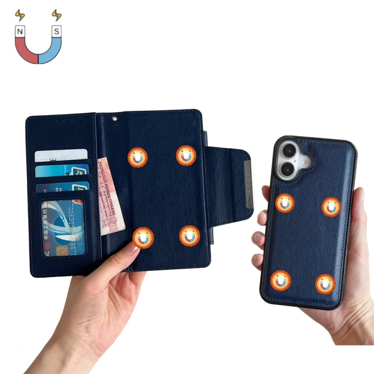 For iPhone 16 Plus Multifunctional 7-Cards Wallet Leather Phone Case(Royal Blue) - free shipping - PMC Jewellery - Order now!