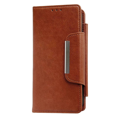 For iPhone 16 Plus Multifunctional Seven Cards Wallet Leather Phone Case(Brown) - iPhone 16 Plus Cases by PMC Jewellery | Online Shopping South Africa | PMC Jewellery | Buy Now Pay Later Mobicred