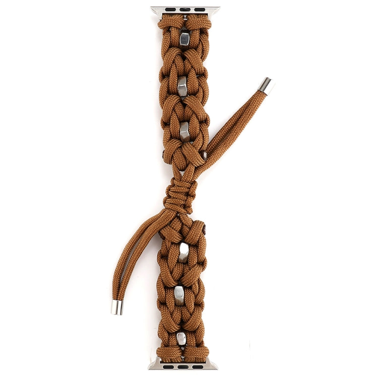 For Apple Watch Ultra 49mm Screw Nut Braided Paracord Watch Band(Coffee) - Watch Bands by PMC Jewellery | Online Shopping South Africa | PMC Jewellery | Buy Now Pay Later Mobicred