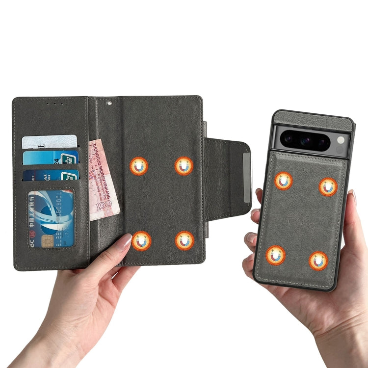 For Google Pixel 7 Pro Multifunctional 7-Card Wallet Leather Phone Case(Grey) - Google Cases by PMC TechLife | Online Shopping South Africa | PMC TechLife | Buy Now Pay Later Mobicred